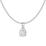 Sterling Silver Solitaire Necklace With 22" Adjustable Franco Chain