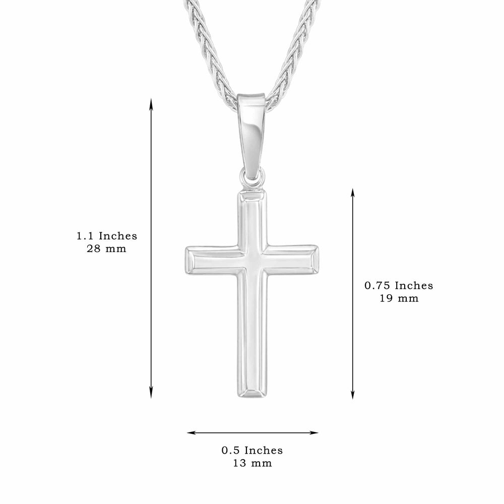 Womens Sterling Silver Cross Necklace with Adjustable Wheat Chain and Faith Keepsake Card Gift
