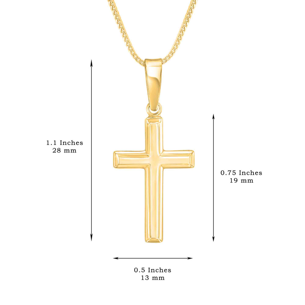 Womens 18K Gold Plated Sterling Silver Cross Necklace with Adjustable Franco Chain and Faith Keepsake Card Gift