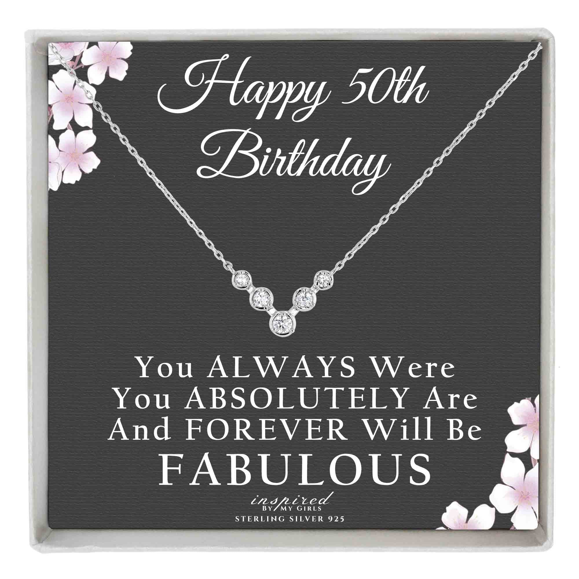 50th Birthday Gift for Women Sterling Silver Stones for