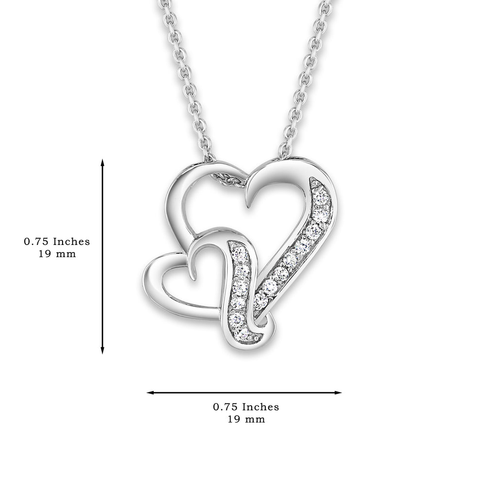 Sterling Silver Double Hearts Sister Necklace With Keepsake Card Gift