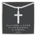Mens Sterling Silver Cross Necklace and Rope Chain with Inspirational Faith Card - Choice Of Sizes