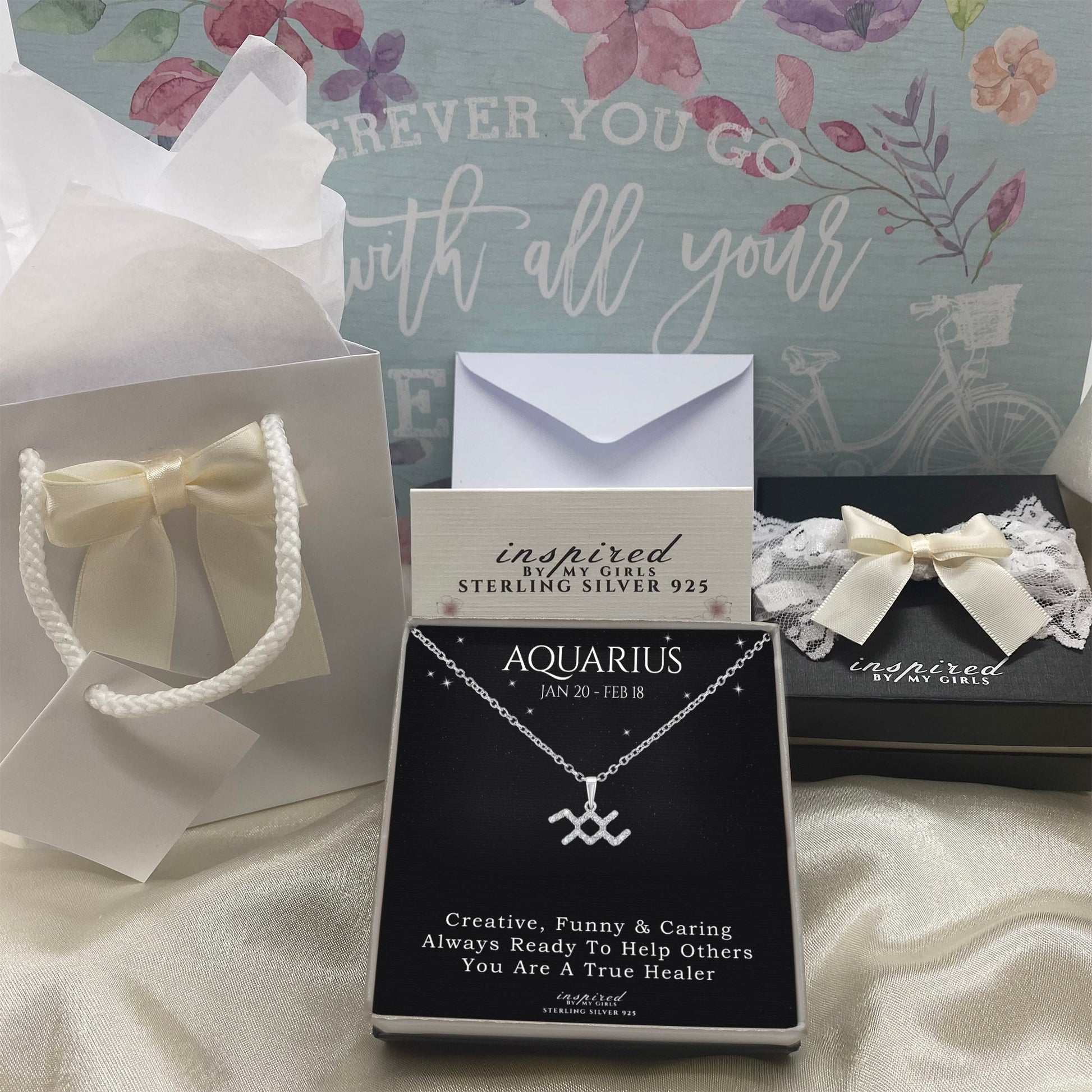 Sterling Silver Zodiac Necklace Astrology Horoscope Keepsake Card Gift - Choose Star Sign