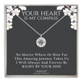 Sterling Silver Dainty Compass Necklace Adjustable Chain For Girlfriend Or Wife Keepsake Card Gift For Her