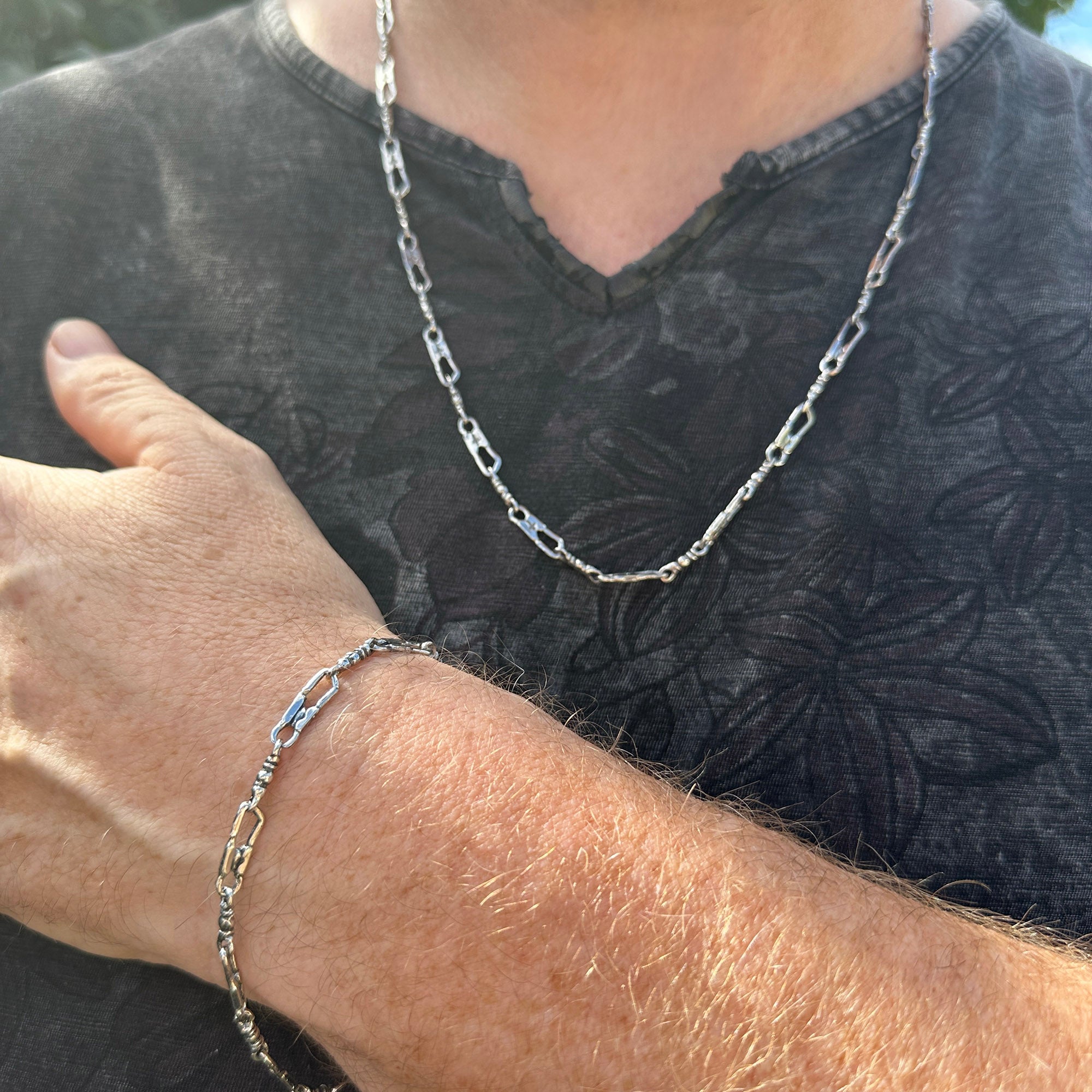 Fisher Of Men Sterling Silver 925 Fisherman Link Chain Bracelet or Necklace Inspirational Card Gift