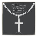 Mens Sterling Silver Cross Necklace and Curb Chain with Faith Card - Choice Of Sizes