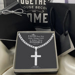 Mens Sterling Silver Cross Necklace and Curb Chain with Faith Card - Choice Of Sizes