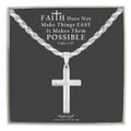 Mens Sterling Silver Cross Necklace and Rope Chain with Faith Card - Choice Of Sizes