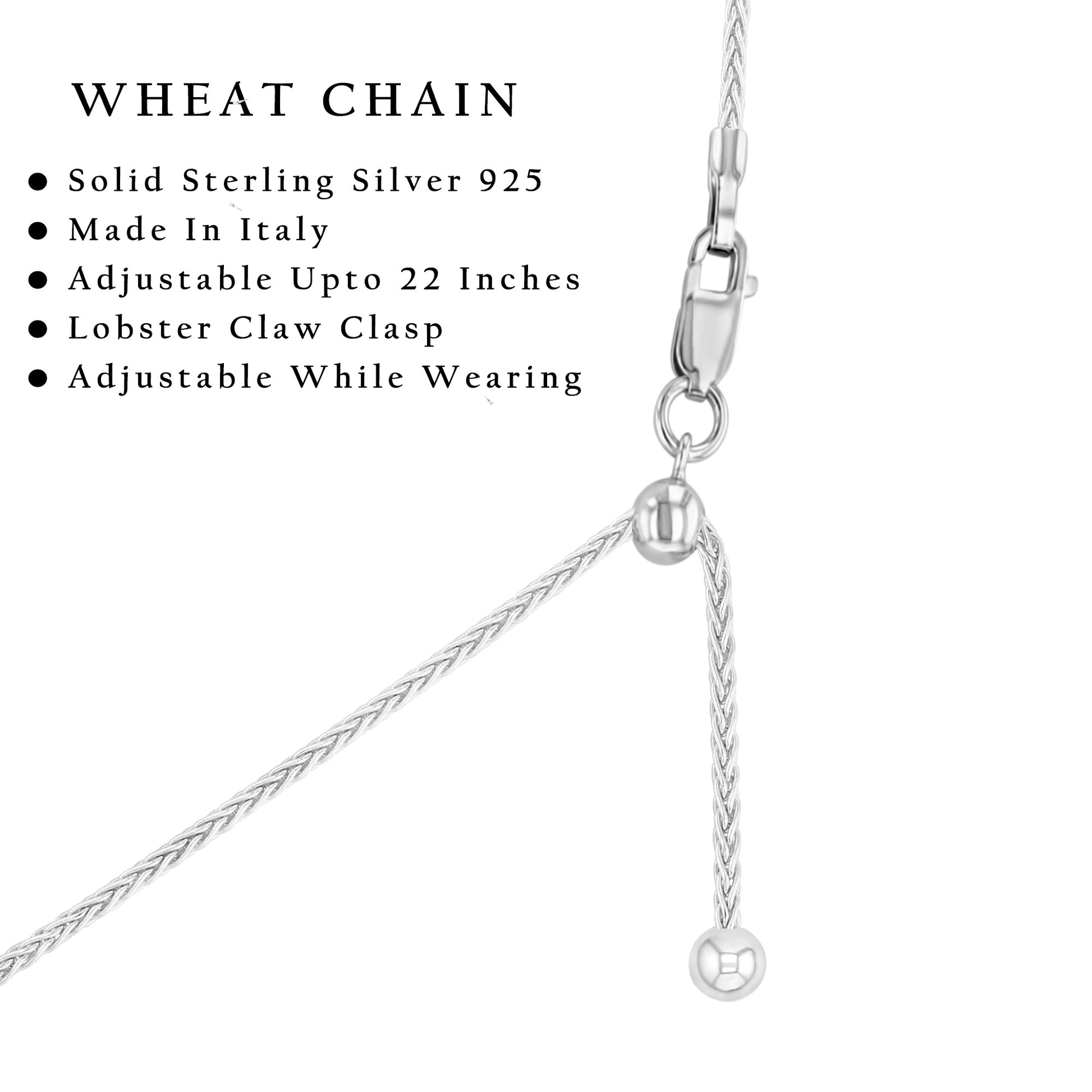 Womens Sterling Silver Cross Necklace with Adjustable Wheat Chain and Faith Keepsake Card Gift
