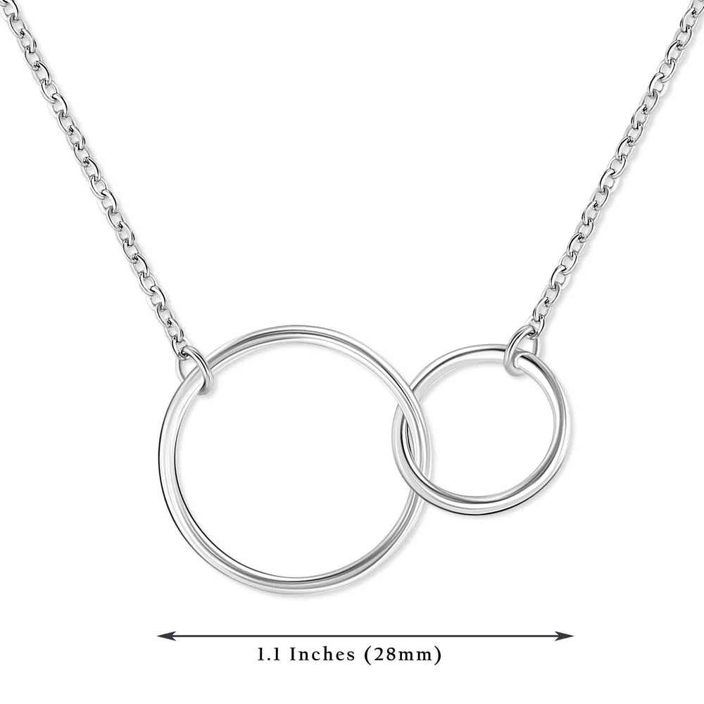 Sterling Silver Double Circles Sister Necklace With Keepsake Card Gift