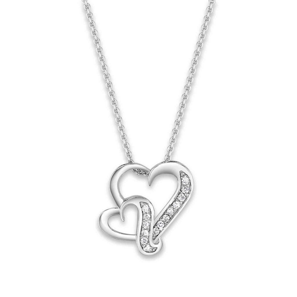Sterling Silver Double Hearts Sister Necklace With Keepsake Card Gift