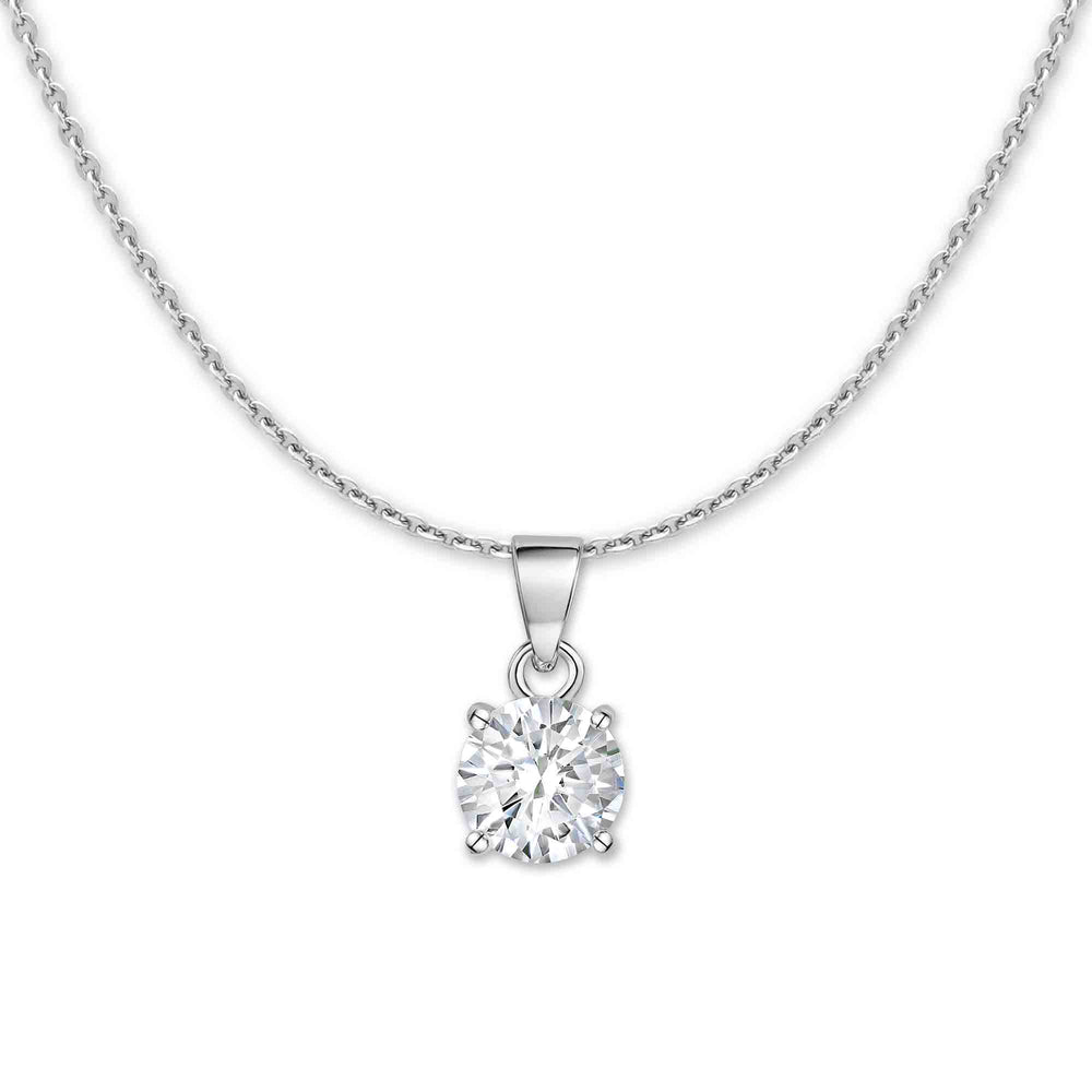 Sterling Silver Solitaire Necklace With 22" Adjustable Franco Chain