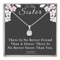 Sterling Silver Solitaire Sister Necklace With Keepsake Card Gift