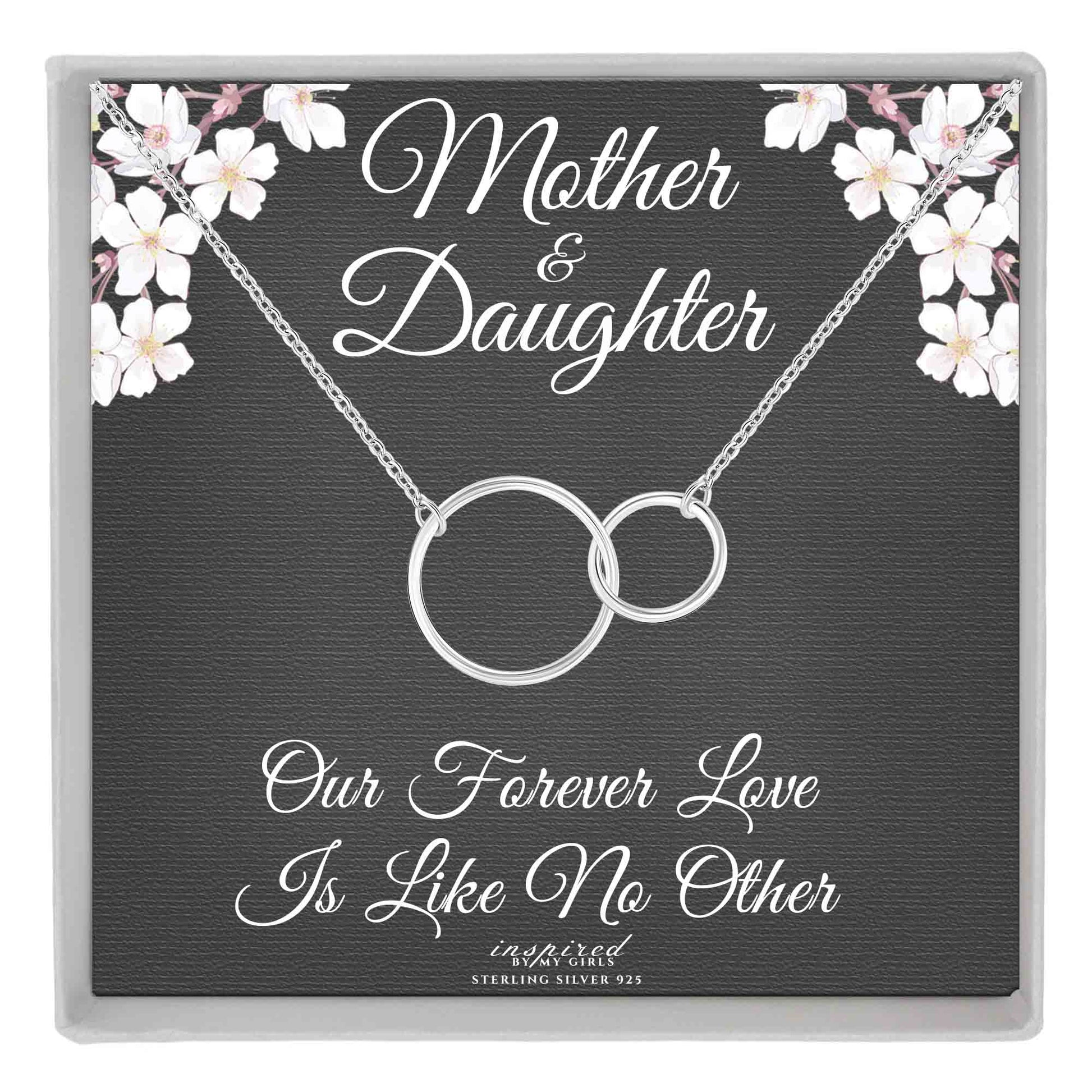 Sterling Silver Mother and Daughter Forever Love Double Circles Necklace and Keepsake Card Gift
