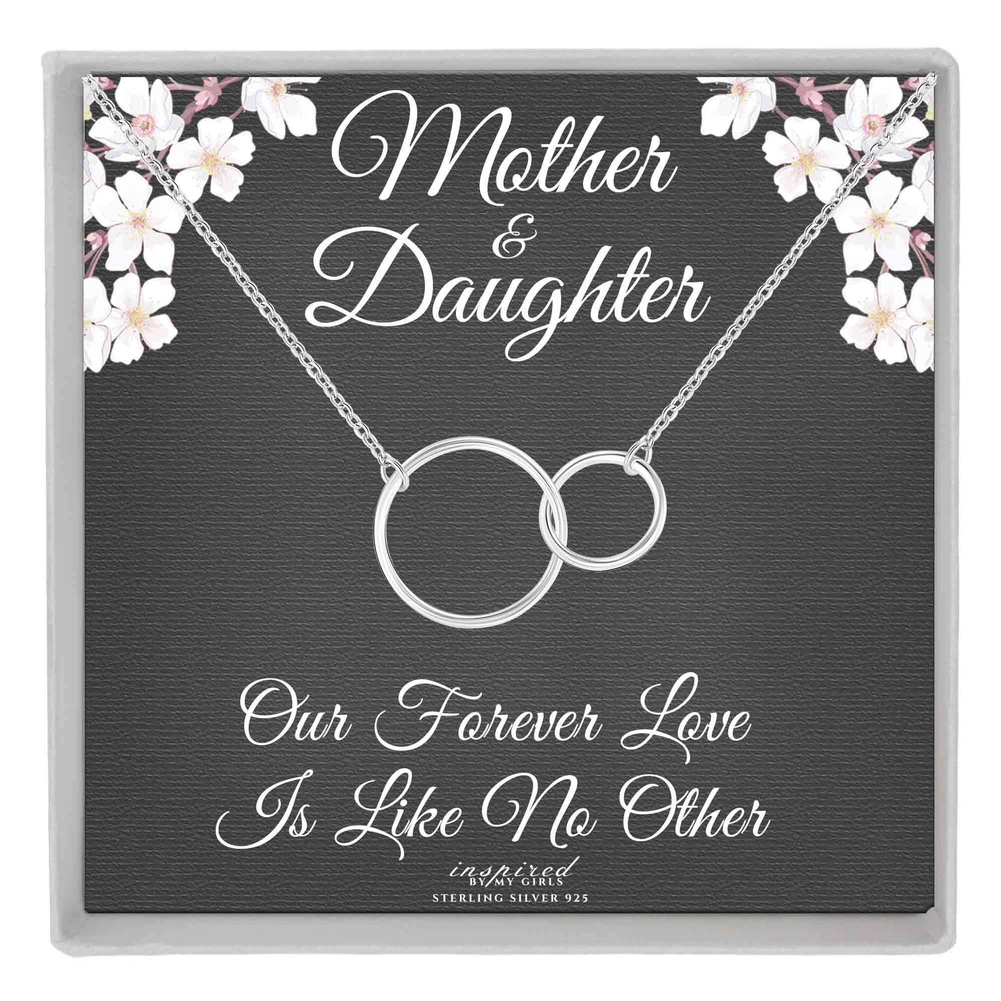 Sterling Silver Mother and Daughter Forever Love Double Circles Necklace and Keepsake Card Gift