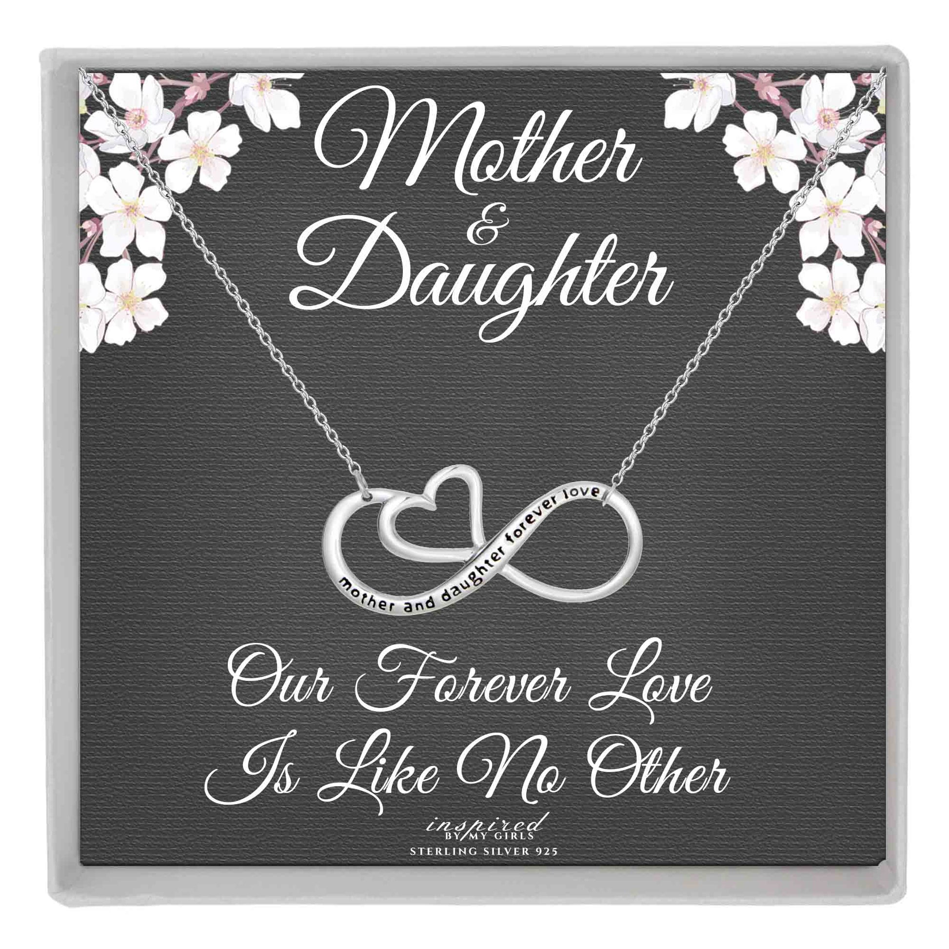 Sterling Silver Mother and Daughter Forever Love Infinity Heart Necklace and Keepsake Card Gift