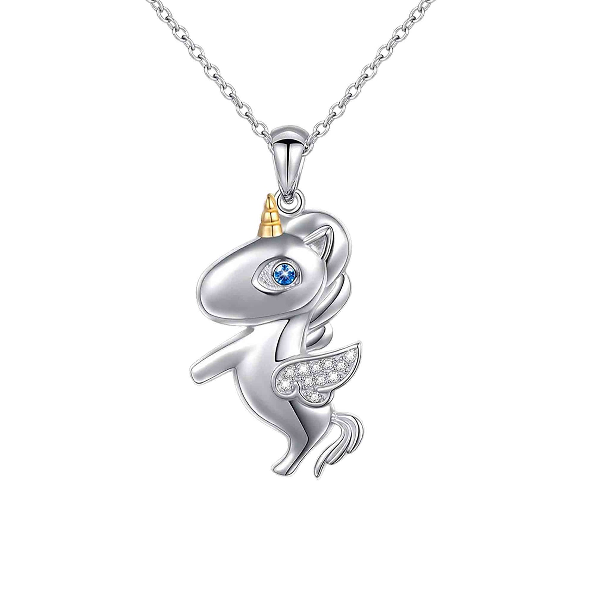 Sterling Silver Unicorn Necklace with Adjustable Chain Keepsake Card Gift For Girls