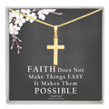 Womens 18K Gold Plated Sterling Silver Cross Necklace with Adjustable Franco Chain and Faith Keepsake Card Gift