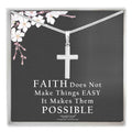 Womens Sterling Silver Cross Necklace with Adjustable Wheat Chain and Faith Keepsake Card Gift