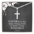 Womens Sterling Silver Cross Necklace with Figaro Chain and Faith Keepsake Card Gift