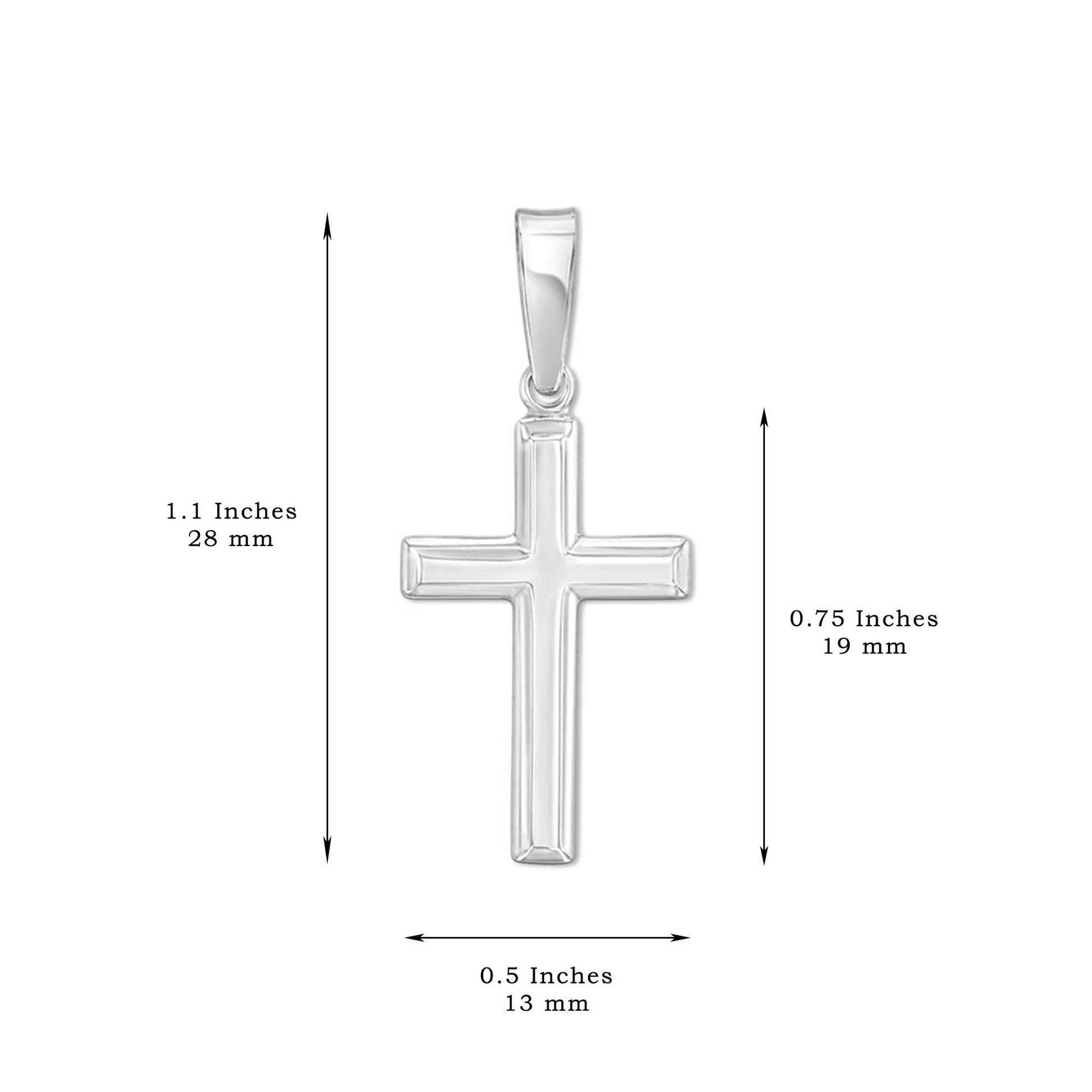 Womens Sterling Silver Cross Necklace with Figaro Chain and Faith Keepsake Card Gift