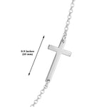 Sterling Silver Sideways Cross Necklace with Adjustable Rolo Chain and Faith Keepsake Card Gift