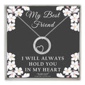 Sterling Silver Circle Best Friend Necklace With 22" Adjustable Chain Keepsake Card Gift