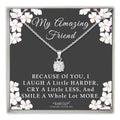 Sterling Silver Solitaire Amazing Friend Necklace With 22" Adjustable Chain Keepsake Card Gift