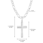 Mens Sterling Silver Cross Necklace and Figaro Chain with Inspirational Faith Card - Choice Of Sizes
