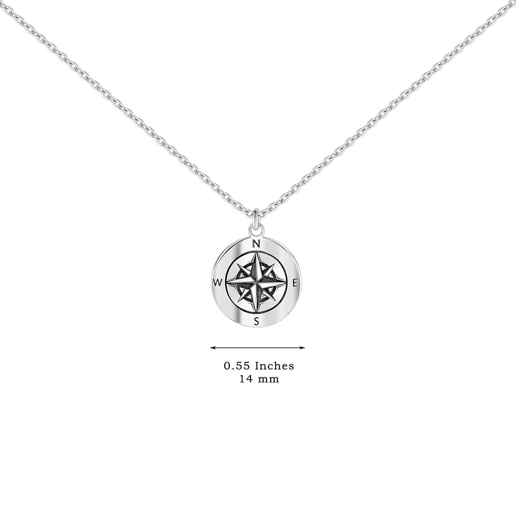 Sterling Silver Dainty Compass Necklace Adjustable Chain For Girlfriend Or Wife Keepsake Card Gift For Her