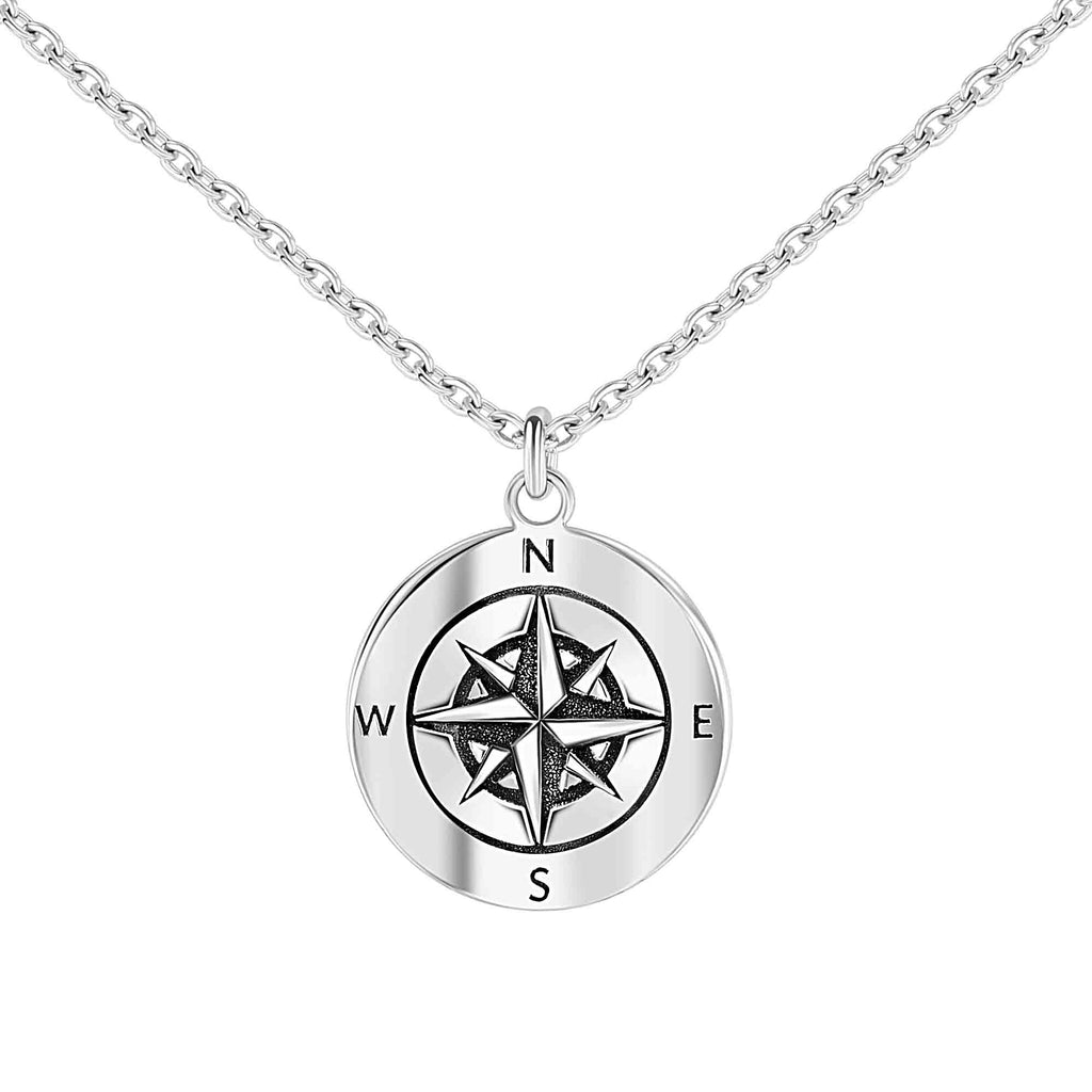 Sterling Silver Dainty Compass Necklace Adjustable Chain For Girlfriend Or Wife Keepsake Card Gift For Her