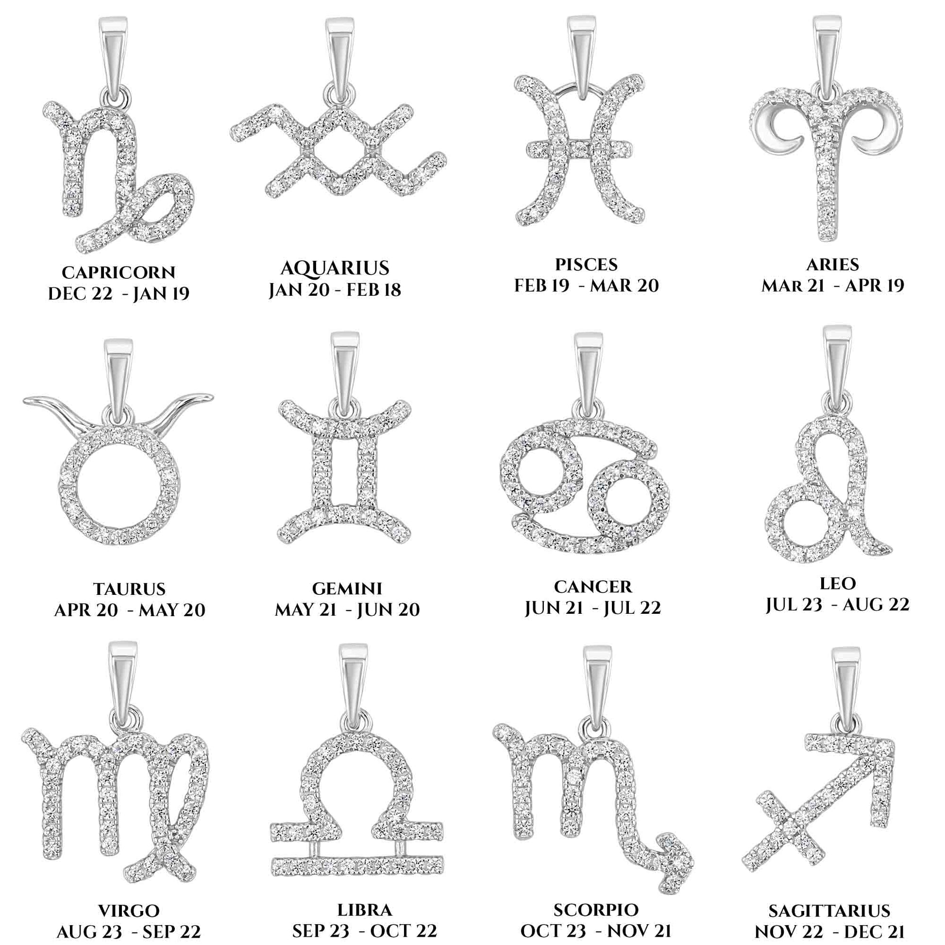 Sterling Silver Zodiac Necklace - Choose Your Star Sign