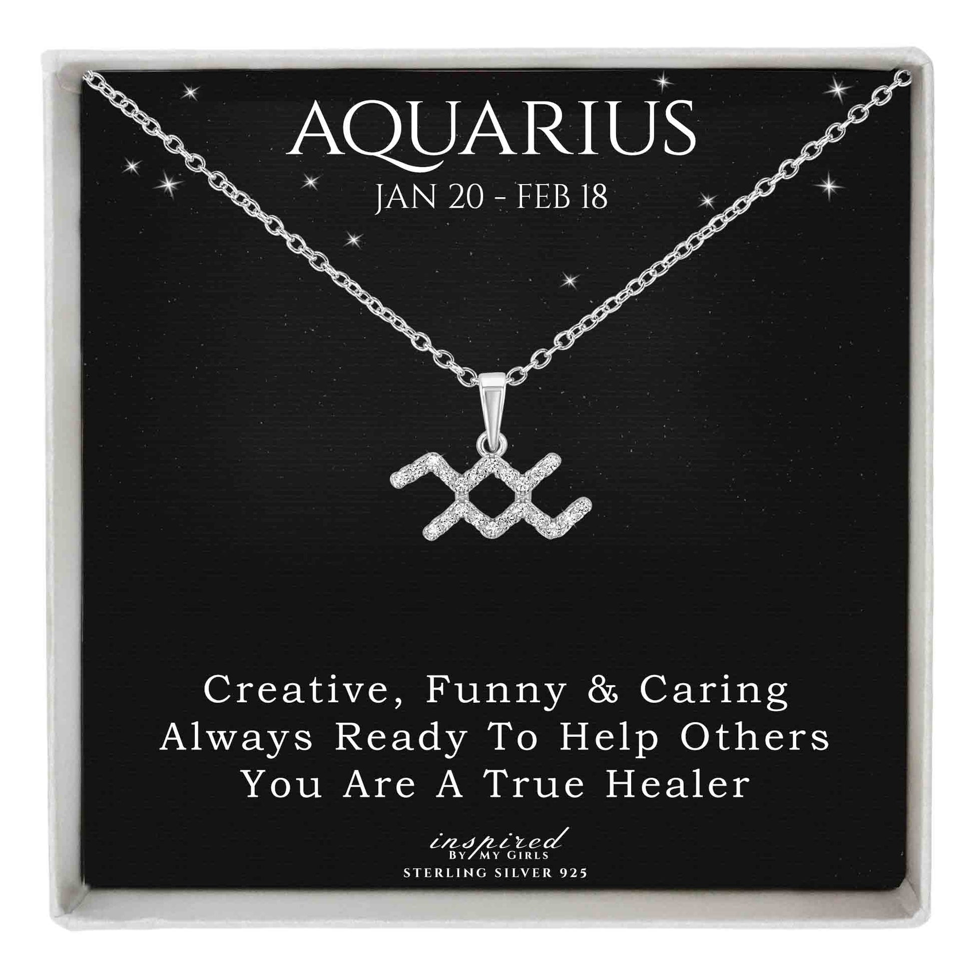 Sterling Silver Zodiac Necklace Astrology Horoscope Keepsake Card Gift - Choose Star Sign