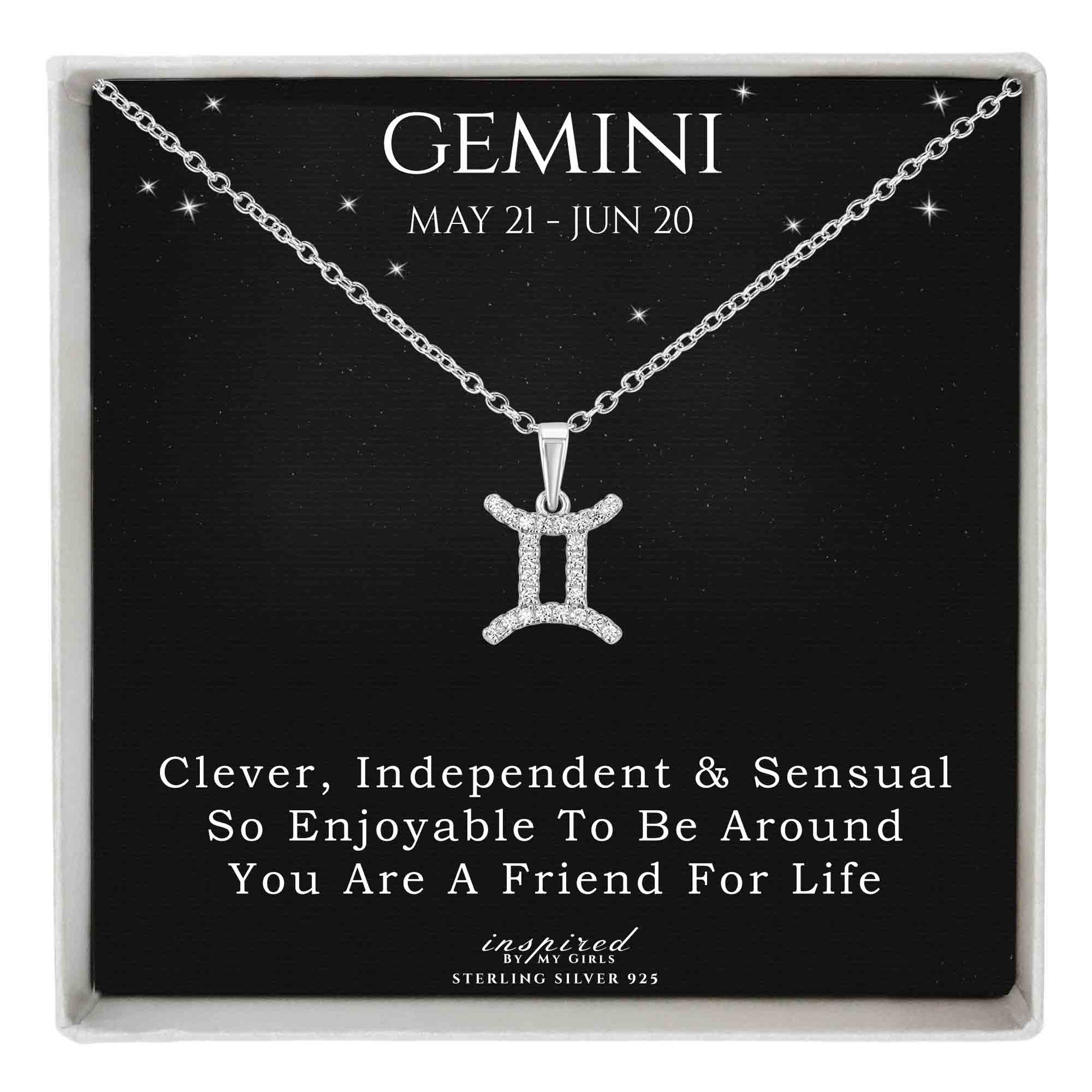 Sterling Silver Zodiac Necklace Astrology Horoscope Keepsake Card Gift - Choose Star Sign