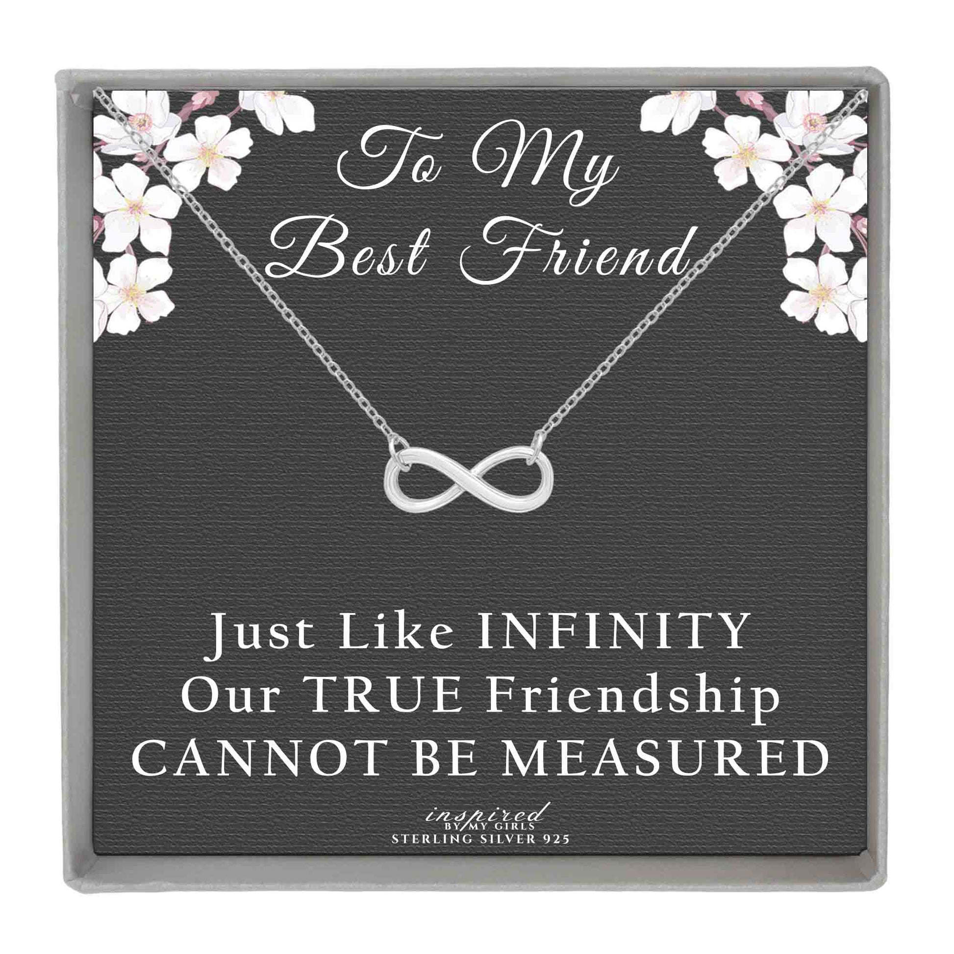Sterling Silver Best Friend Infinity Necklace Friendship Gift for Women - Choose Style