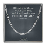 Fisher Of Men Bracelet Sterling Silver 925 Fisherman Link Chain Necklace Inspirational Card Gift