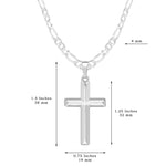 Sterling Silver Domed Cross Necklace with Figaro Chain Birthday Gift For Son