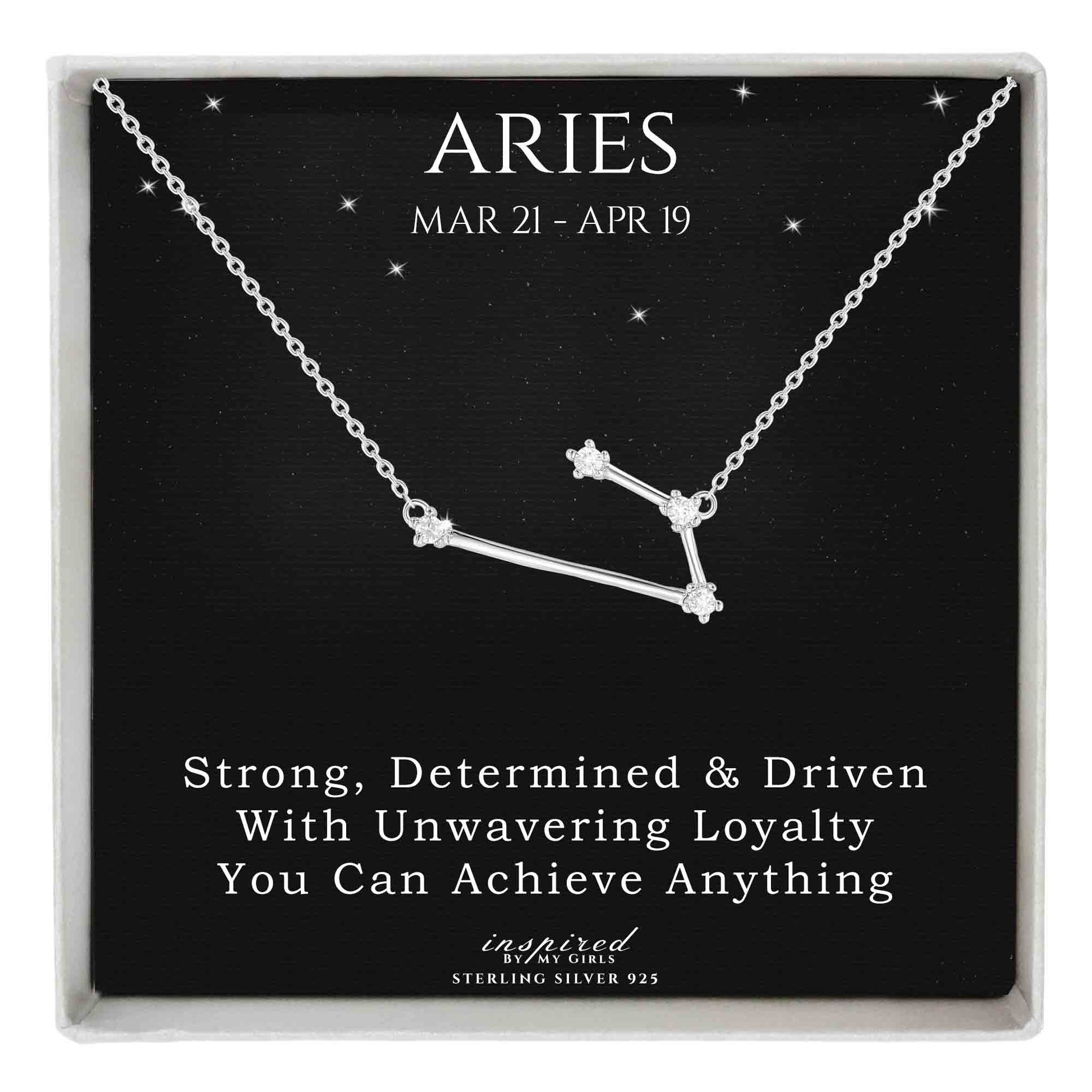 Sterling Silver Zodiac Constellation Necklace Astrology Horoscope Keepsake Card Gift For Women - Choose Star Sign