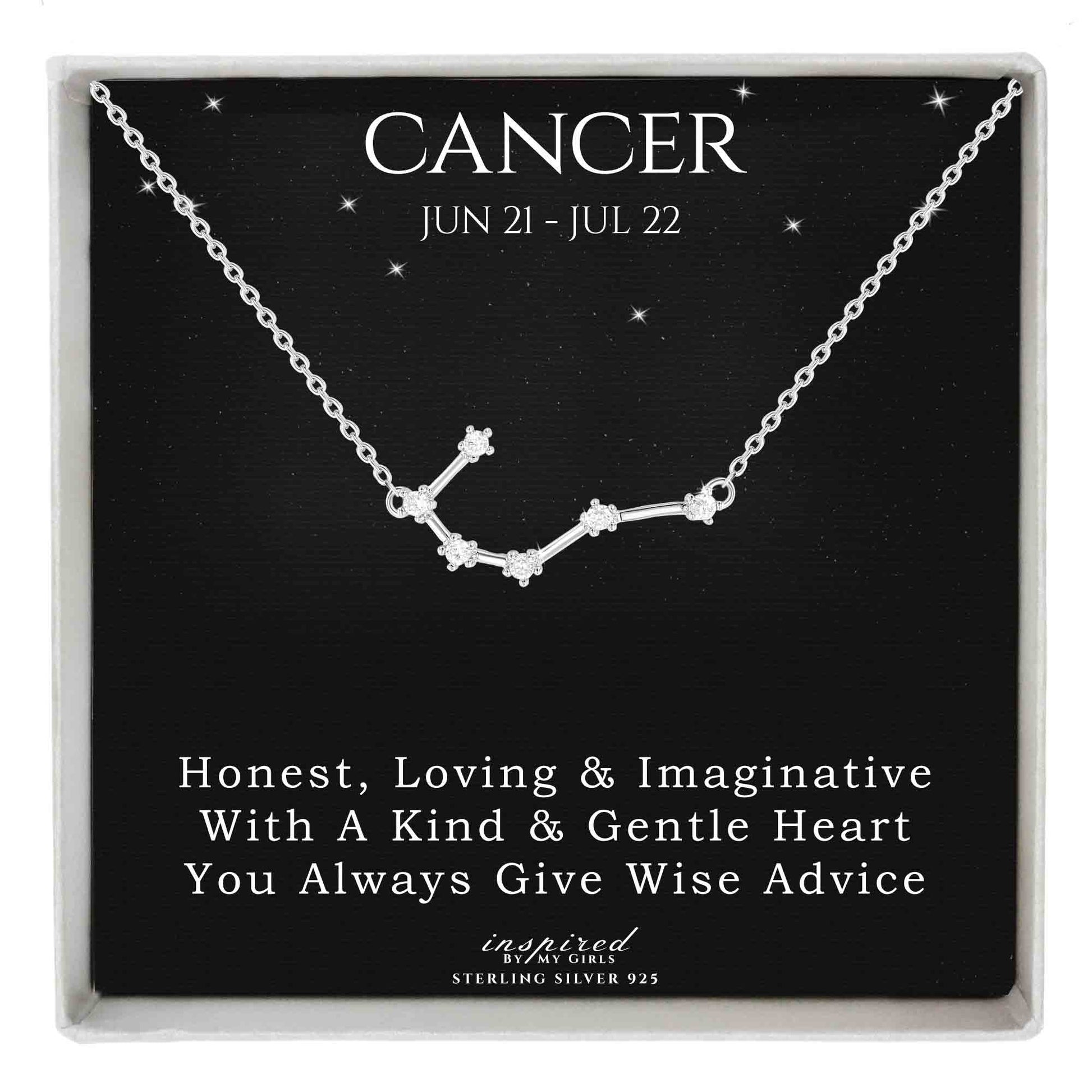 Sterling Silver Zodiac Constellation Necklace Astrology Horoscope Keepsake Card Gift For Women - Choose Star Sign