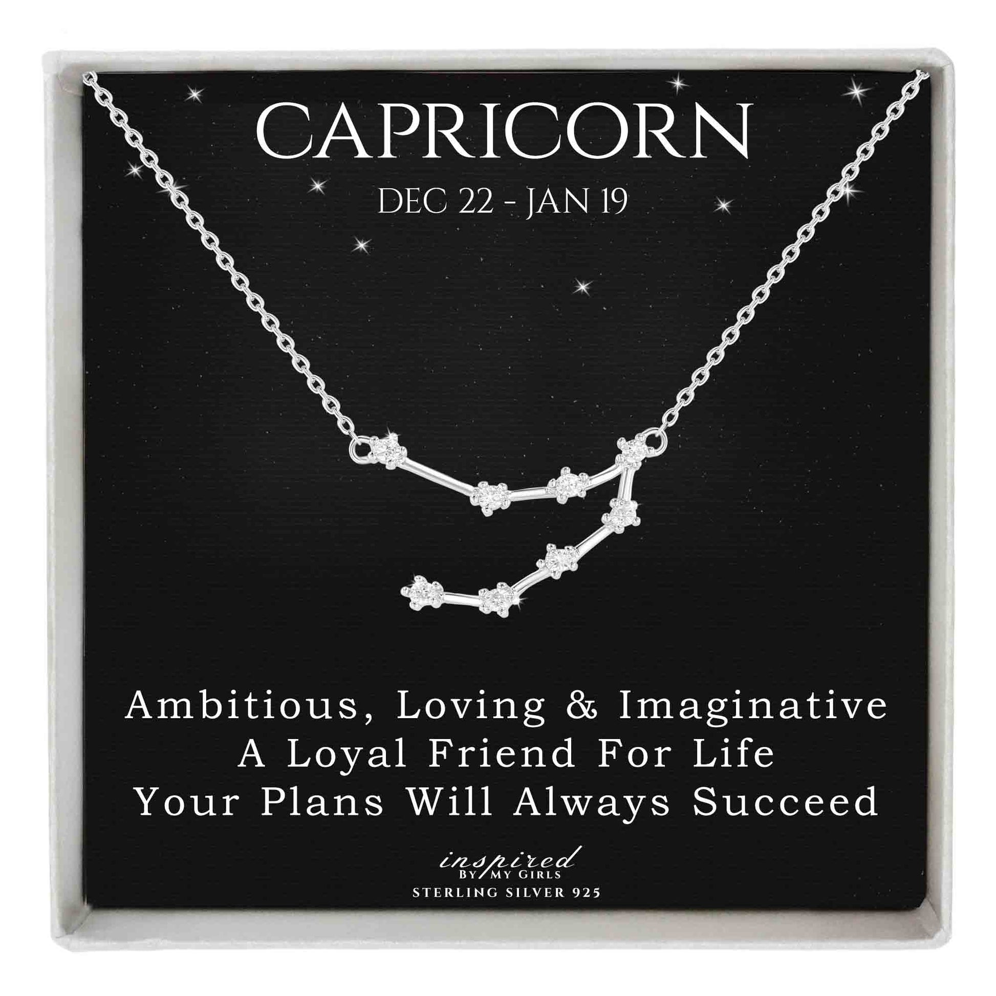 Sterling Silver Zodiac Constellation Necklace Astrology Horoscope Keepsake Card Gift For Women - Choose Star Sign
