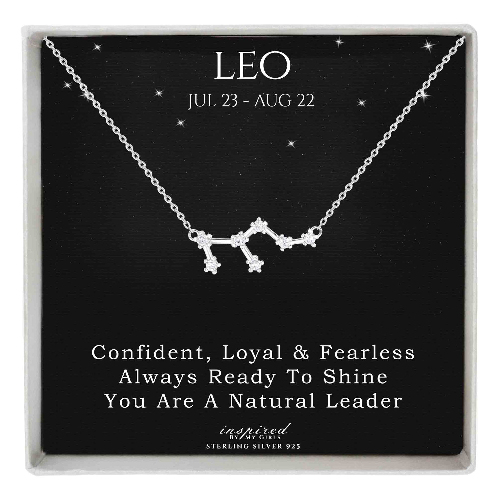 Sterling Silver Zodiac Constellation Necklace Astrology Horoscope Keepsake Card Gift For Women - Choose Star Sign