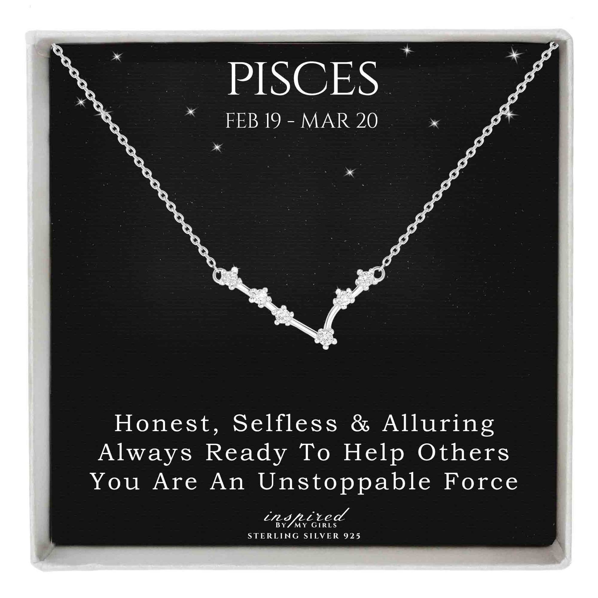 Sterling Silver Zodiac Constellation Necklace Astrology Horoscope Keepsake Card Gift For Women - Choose Star Sign