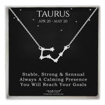 Sterling Silver Zodiac Constellation Necklace Astrology Horoscope Keepsake Card Gift For Women - Choose Star Sign