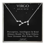 Sterling Silver Zodiac Constellation Necklace Astrology Horoscope Keepsake Card Gift For Women - Choose Star Sign