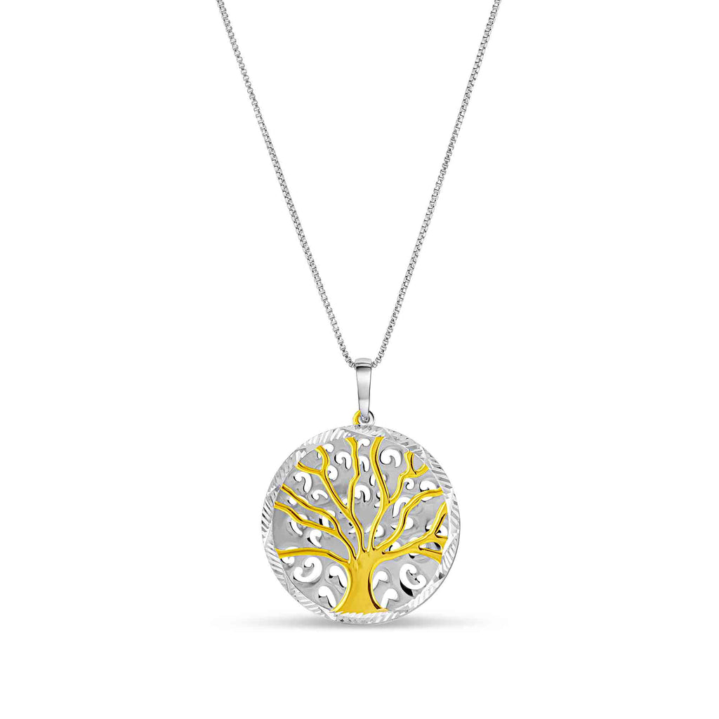 Grandma Gift 14K Gold Plated Sterling Silver Tree of Life Necklace with Inspirational Keepsake Card