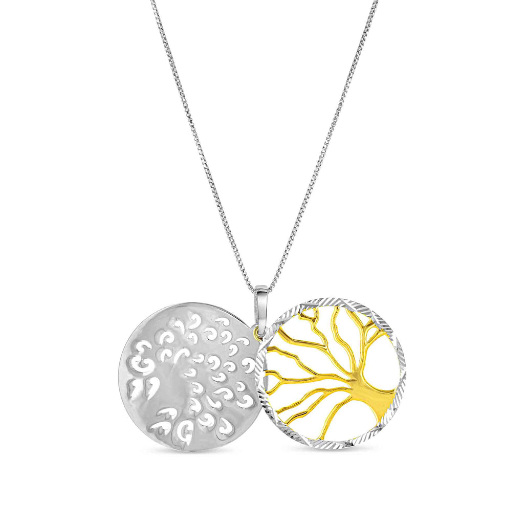 Grandma Gift 14K Gold Plated Sterling Silver Tree of Life Necklace with Inspirational Keepsake Card