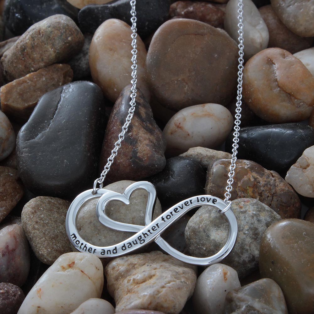 Sterling Silver Mother and Daughter Forever Love Infinity Heart Necklace and Keepsake Card Gift