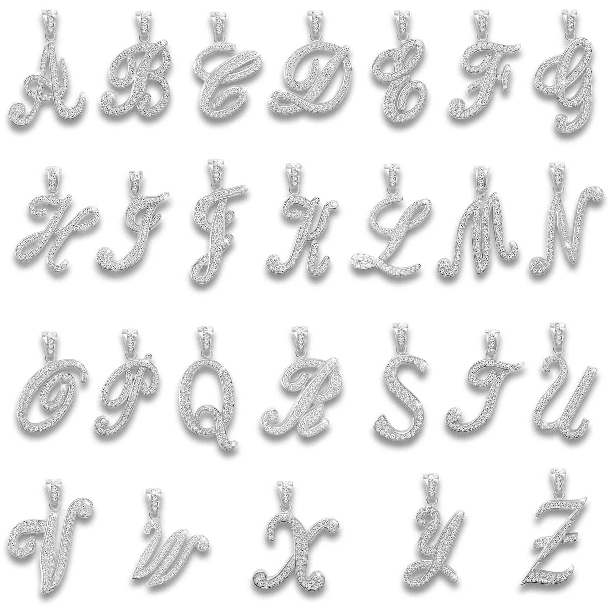 Sterling Silver Initial Necklace CZ Cursive Script Letter Adjustable Chain Keepsake Card Gift