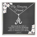Sterling Silver Initial Necklace CZ Cursive Script Letter Adjustable Chain Keepsake Card Gift